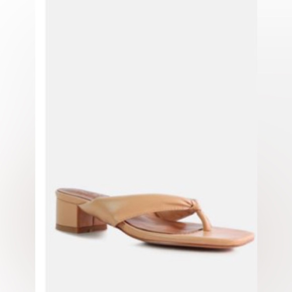 NWT Tan Thong Sandals with Chunky Heel